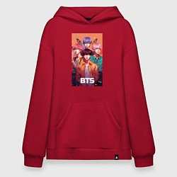 Толстовка-худи оверсайз BTS kpop anime, цвет: красный