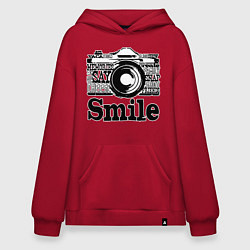 Толстовка-худи оверсайз Smile camera, цвет: красный