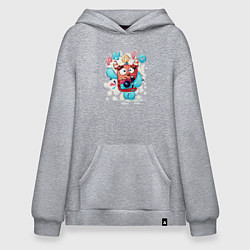 Толстовка-худи оверсайз Милый монстр фотограф, цвет: меланж