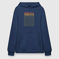 Толстовка-худи оверсайз Nirvana лого, цвет: тёмно-синий