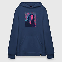 Толстовка-худи оверсайз Ли Джиын арт - IU, цвет: тёмно-синий