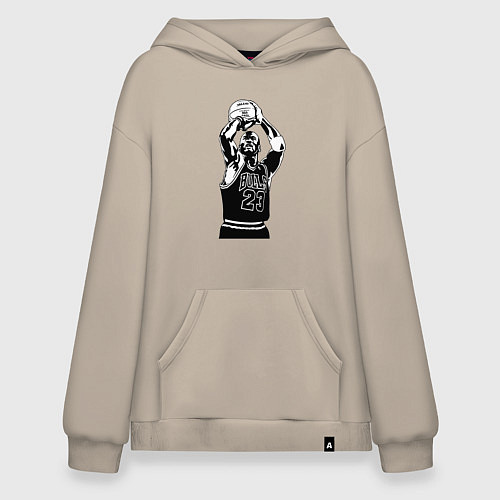 Худи оверсайз Майкл Джордан бросает мяч / Миндальный – фото 1