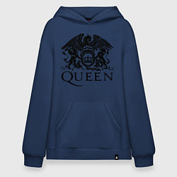 Толстовка-худи оверсайз Queen - logo, цвет: тёмно-синий