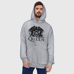 Толстовка-худи оверсайз Queen - logo, цвет: меланж — фото 2