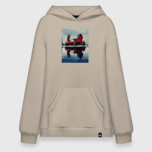 Худи оверсайз Спорт кар с дверями верх / Миндальный – фото 1