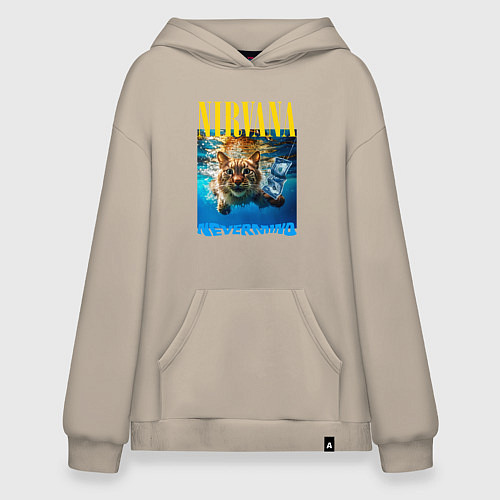 Худи оверсайз Кот Нирвана / Миндальный – фото 1