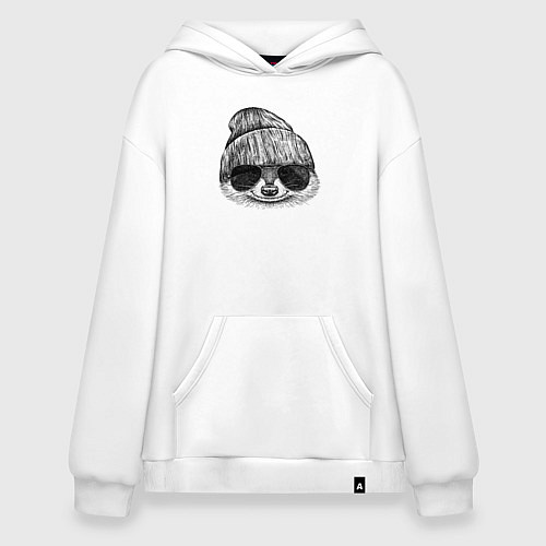 Худи оверсайз Енот стильный / Белый – фото 1
