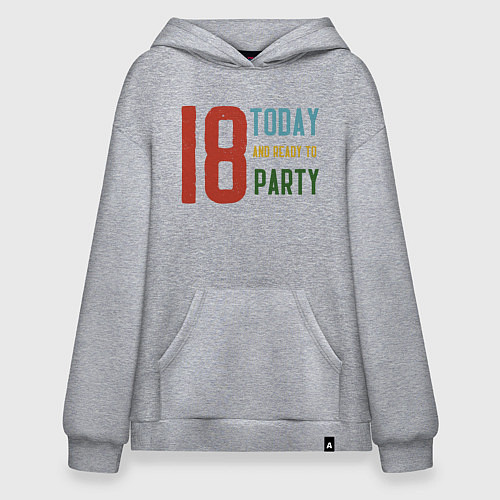 Худи оверсайз 18 лет вечеринка начинается / Меланж – фото 1