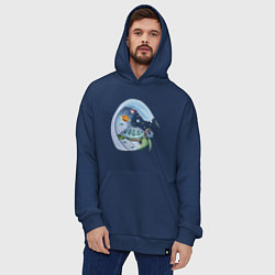 Толстовка-худи оверсайз Черепаха в космосе, цвет: тёмно-синий — фото 2