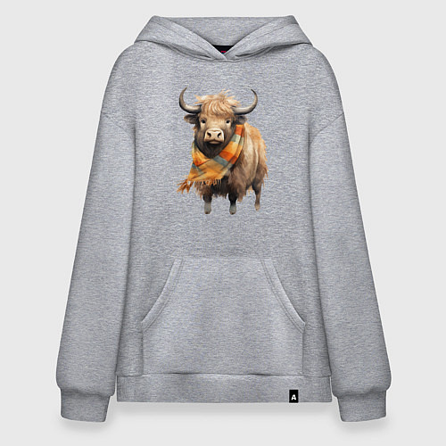 Худи оверсайз Буйвол в шарфе / Меланж – фото 1