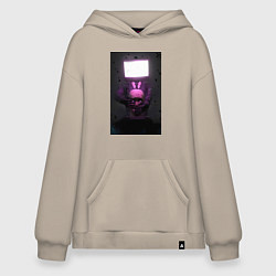 Толстовка-худи оверсайз Tvman-skibidi, цвет: миндальный