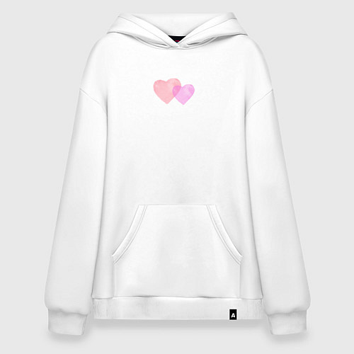 Худи оверсайз Два розовых сердца / Белый – фото 1