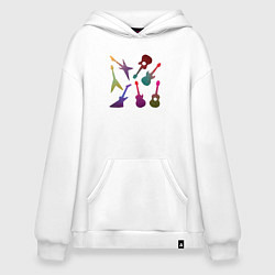 Толстовка-худи оверсайз Цветные гитарки, цвет: белый