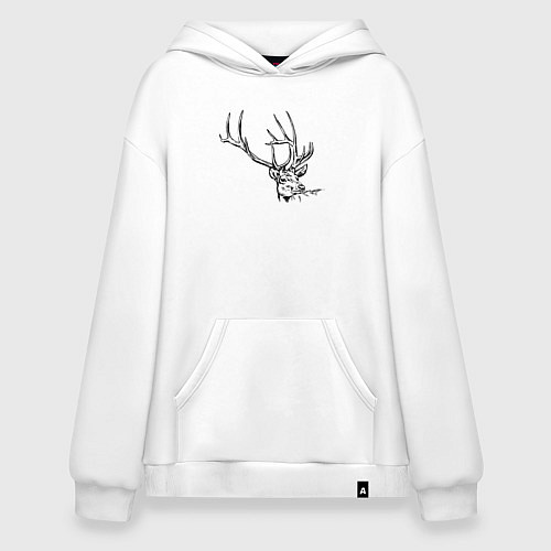 Худи оверсайз Голова оленя краской / Белый – фото 1