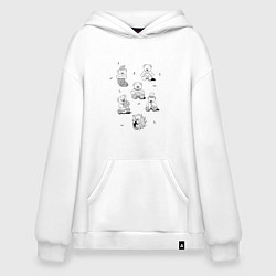 Толстовка-худи оверсайз Мишки - раскраски, цвет: белый