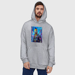 Толстовка-худи оверсайз Cyber ninja Homer Simpson - ai art, цвет: меланж — фото 2