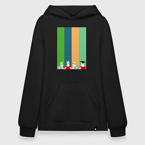 Худи оверсайз Ламы - альпаки на учебе / Черный – фото 1