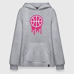 Толстовка-худи оверсайз Pink basketball, цвет: меланж