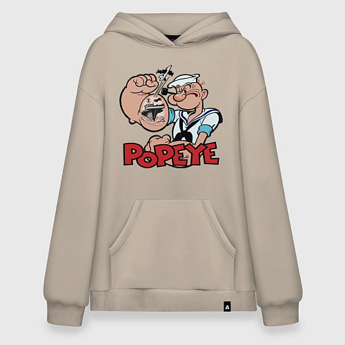 Худи оверсайз Попай - бицепс / Миндальный – фото 1