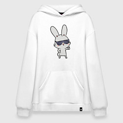 Толстовка-худи оверсайз Заяц в очках, цвет: белый