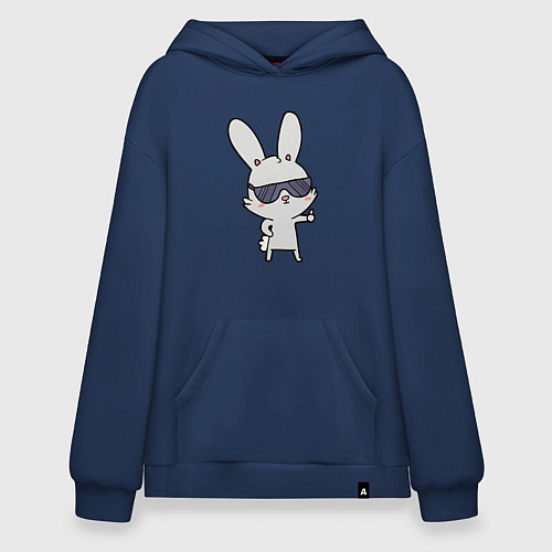 Худи оверсайз Заяц в очках / Тёмно-синий – фото 1