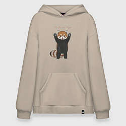 Толстовка-худи оверсайз Im big and scary красная панда, цвет: миндальный