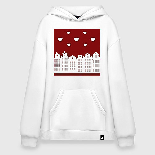 Худи оверсайз Белые картонные домики и сердца / Белый – фото 1
