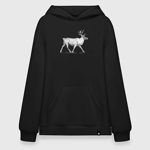 Худи оверсайз Северный олень белый / Черный – фото 1