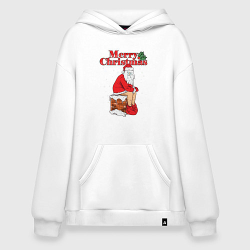 Худи оверсайз Санта на крыше / Белый – фото 1