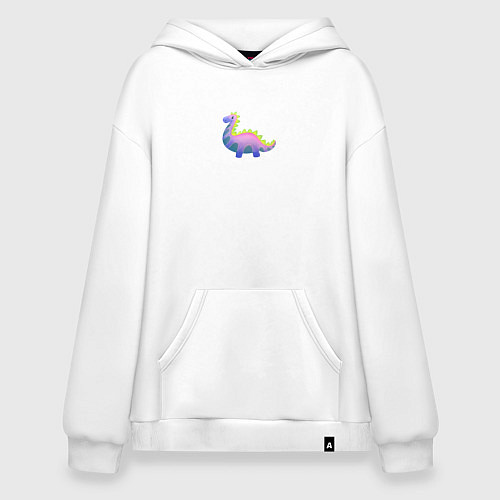 Худи оверсайз Неоновый фиолетовый динозавр / Белый – фото 1