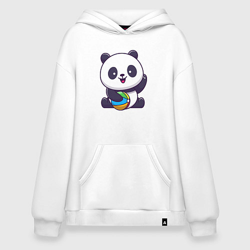 Худи оверсайз Панда с мячиком / Белый – фото 1
