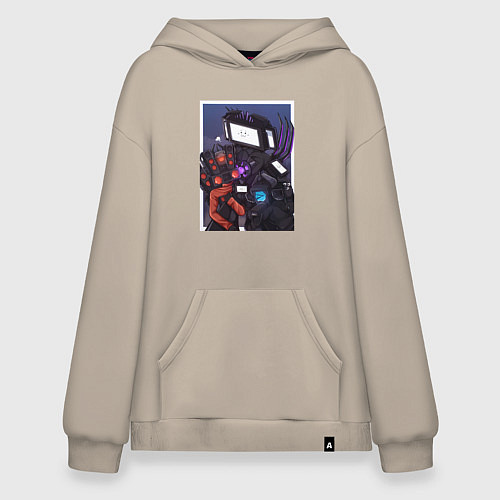 Худи оверсайз ТВ Мен со Спикерменом и Камераменом / Миндальный – фото 1