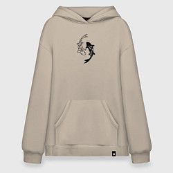 Толстовка-худи оверсайз Японские карпы Инь и Янь, цвет: миндальный