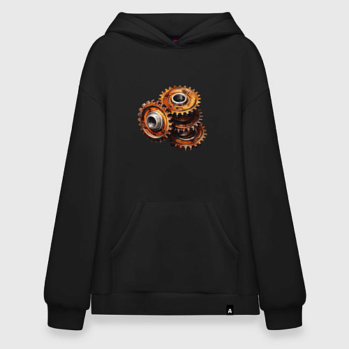 Худи оверсайз Ржавые шестеренки / Черный – фото 1