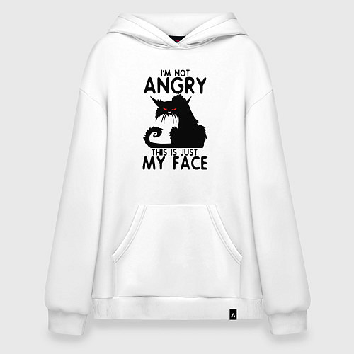 Худи оверсайз I am not angry cat / Белый – фото 1