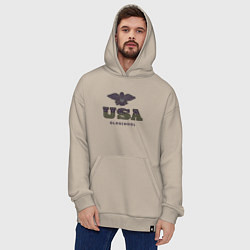 Толстовка-худи оверсайз USA Oldschool, цвет: миндальный — фото 2
