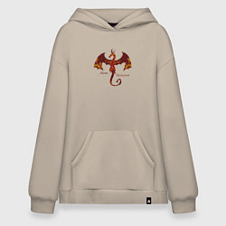 Толстовка-худи оверсайз Мать драконов дракониха, цвет: миндальный