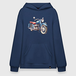 Толстовка-худи оверсайз Ретро мотоцикл олдскул, цвет: тёмно-синий