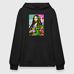 Толстовка-худи оверсайз Mona Lisa - mosaic pop art, цвет: черный