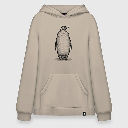 Худи оверсайз Пингвин стоит / Миндальный – фото 1