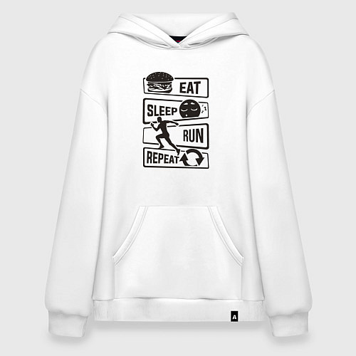 Худи оверсайз Есть спать бегать / Белый – фото 1