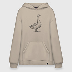 Толстовка-худи оверсайз Гусь в профиль, цвет: миндальный