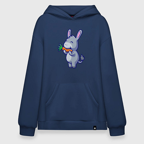 Худи оверсайз Ослик ест морковку / Тёмно-синий – фото 1