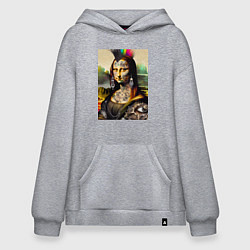 Толстовка-худи оверсайз Punk Mona Lisa is covered in tattoos, цвет: меланж