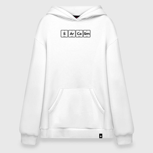 Худи оверсайз Сарказм - периодическая система химических элемент / Белый – фото 1