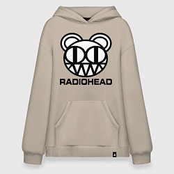 Толстовка-худи оверсайз Radiohead logo bear, цвет: миндальный