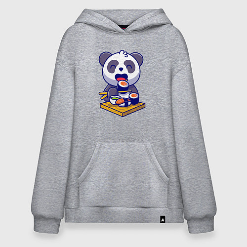 Худи оверсайз Панда и суши / Меланж – фото 1