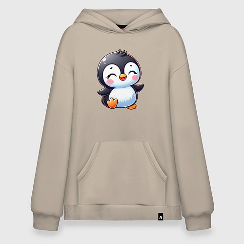 Худи оверсайз Маленький радостный пингвинчик / Миндальный – фото 1