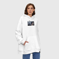 Толстовка-худи оверсайз Сон Чжин У, цвет: белый — фото 2