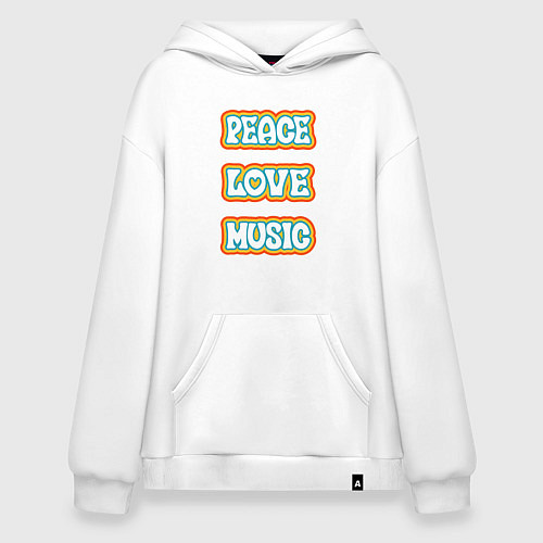 Худи оверсайз Мир любовь музыка / Белый – фото 1